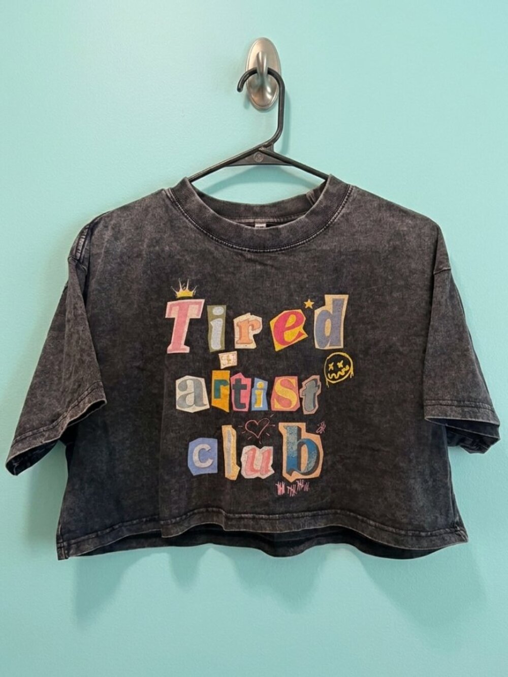 "Tired Artist Club" Cropped Grungy Tee Shirt